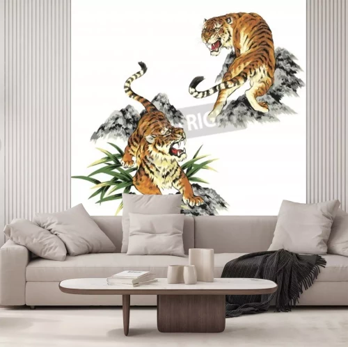 Fototapete Zeichnerische darstellung mit tigern