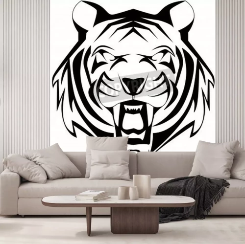 Fototapete Schwarz-weiß-bild eines tigers