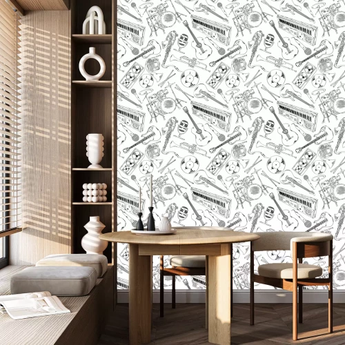 Tapete Nahtloses Muster von Musikinstrumenten