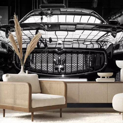 Fototapete Schwarz-weißes Foto Maserati