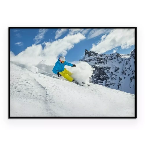 Poster Abfahrt mit dem Ski von hohen Bergen