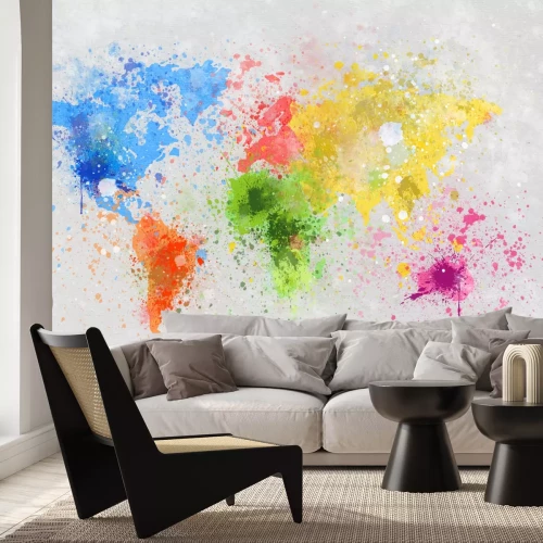 Fototapete Weltkarte aus bunten Flecken