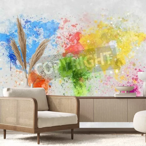 Fototapete Weltkarte aus bunten Flecken