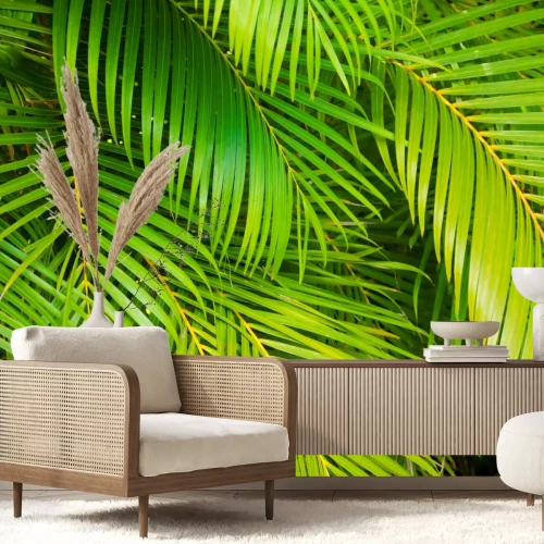 Fototapete Hellgrüne tropische Blätter