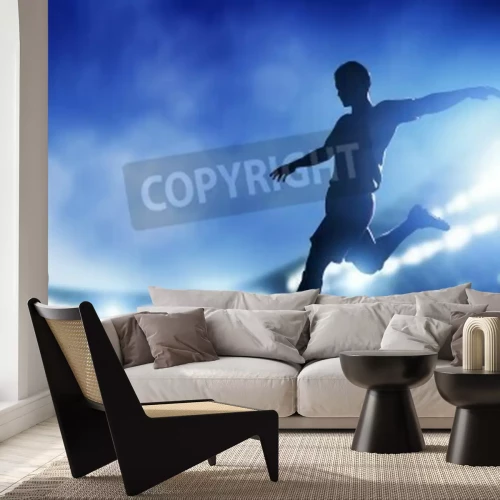 Fototapete Fußballspieler im Nachtlicht