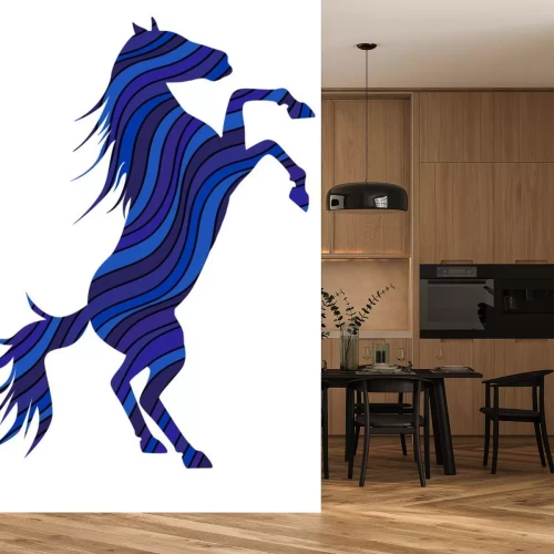 Sticker Tiere Pferd aus blauen Wellen