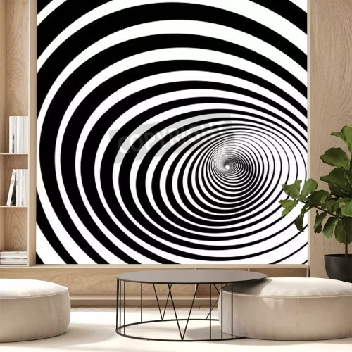 Fototapete Tunnel Spirale schwarz-weiß