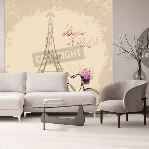Fototapete Muster mit Eiffelturm auf rosa Hintergrund