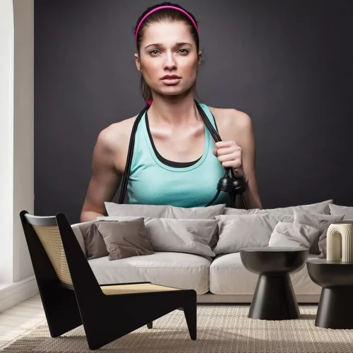 Sticker Fit Frau mit Stretchband