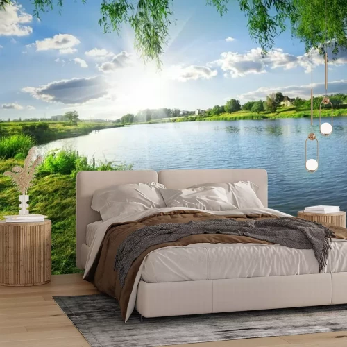 Fototapete Flusslandschaft in der Sonne