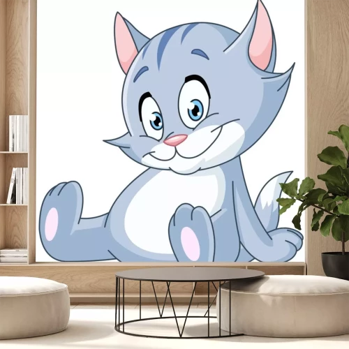 Sticker Katze für Kinder mit rosa Ohren und Nase