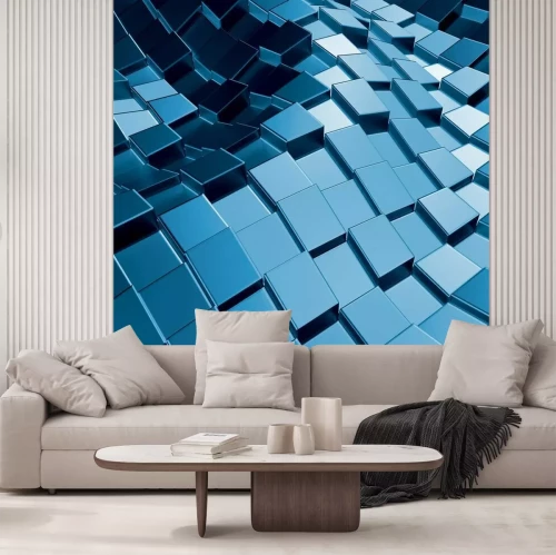 Fototapete Abstrakter 3D-Hintergrund aus blauen Quadraten