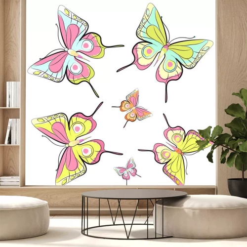 Sticker Kleine und große bunte Schmetterlinge