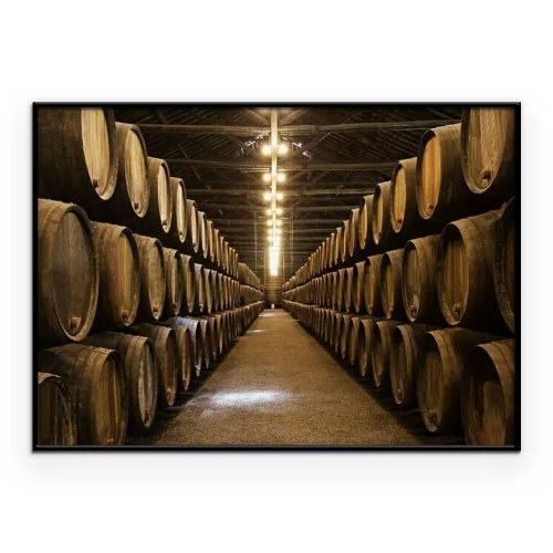 Poster Eine riesige Portweinkellerei voller Weinfässer