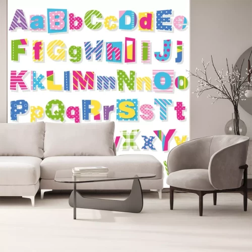 Sticker Mehrfarbiges Alphabet mit Zierbuchstaben