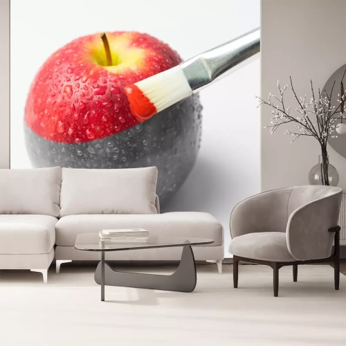 Sticker Mit einem Pinsel gemalter roter Apfel