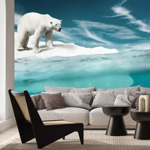 Fototapete Weißer Eisbär auf Eis