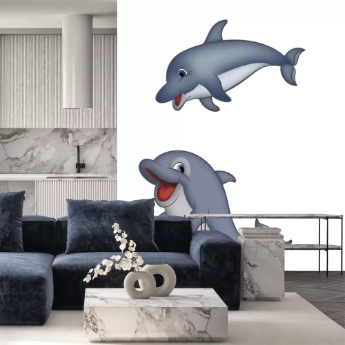 Sticker Zwei lachende Delfine