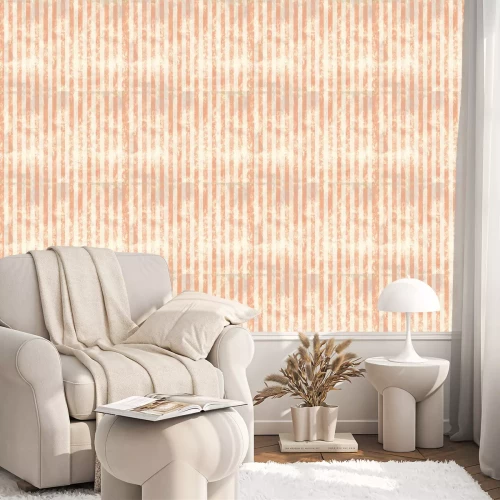 Tapete Retro-Motiv mit verblassten Streifen in Orange