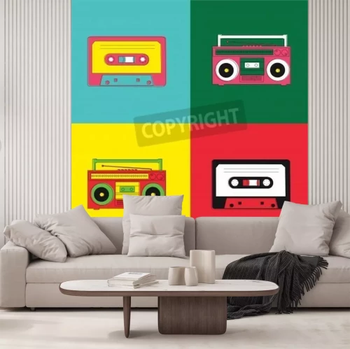 Fototapete Musikalisches Muster in einer Pop-Art-Collage