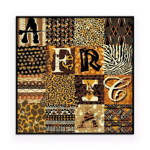 Poster Afrikanische Inschrift mit Tiermotiven