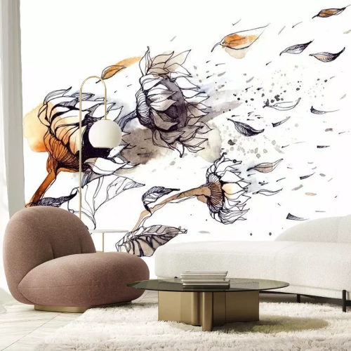 Sticker Sonnenblumen im Wind