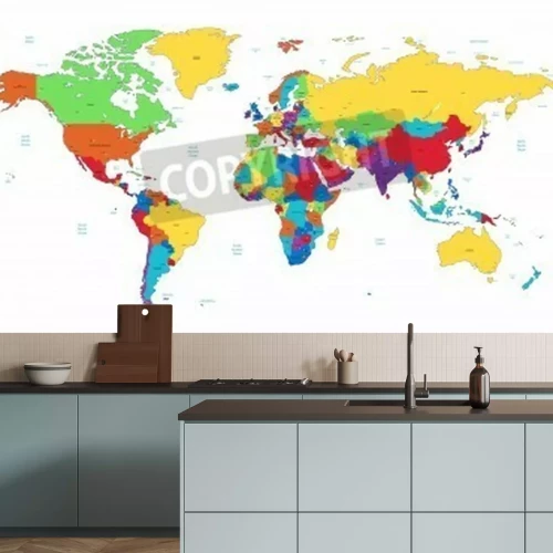 Fototapete Bunte Darstellung von Weltkarte