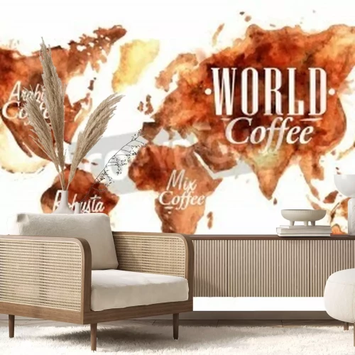 Fototapete Weltkarte aus Flecken vom Kaffee