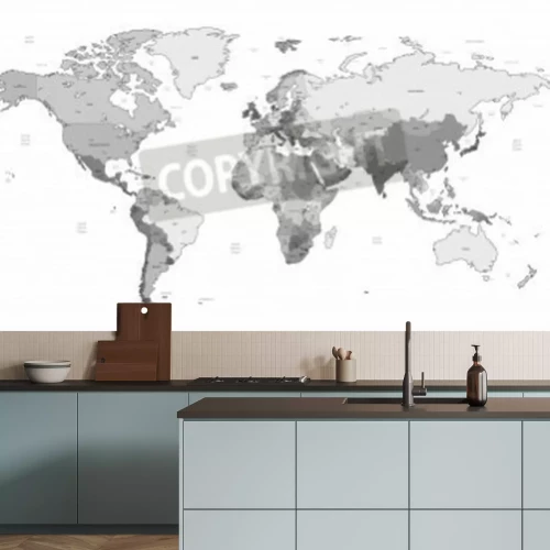 Fototapete Weltkarte grau