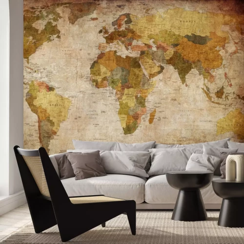 Fototapete Alte Weltkarte in Beige