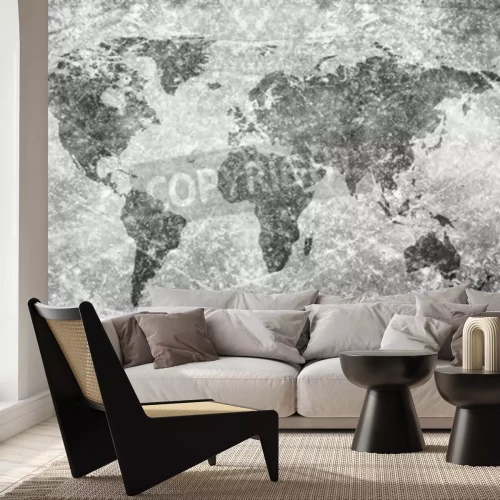 Fototapete Graue Weltkarte mit Textur