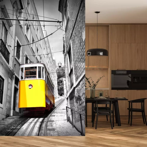 Fototapete Gelbes Elektrofahrzeug