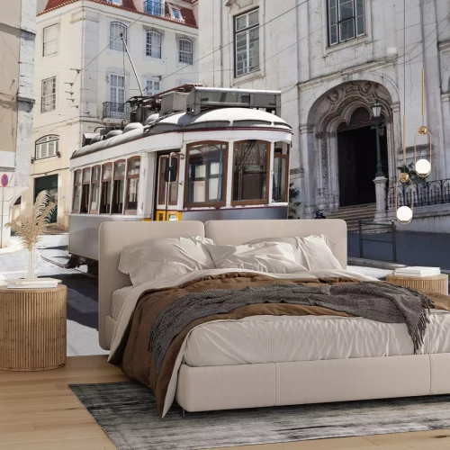 Fototapete Straßenbahn auf der Straße in Portugal