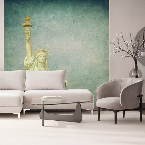 Fototapete Freiheitsstatue auf einem zerrissenen Hintergrund