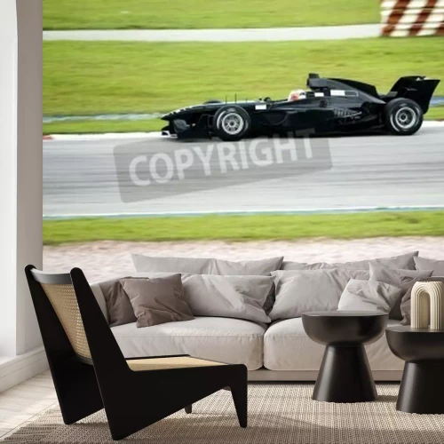 Fototapete Schwarzer Bolid auf der Piste