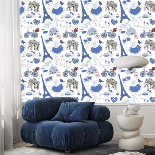 Tapete Vector Nahtlose Muster mit Paris Symbol