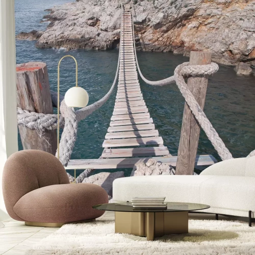 Fototapete Enge Hängebrücke am Meer