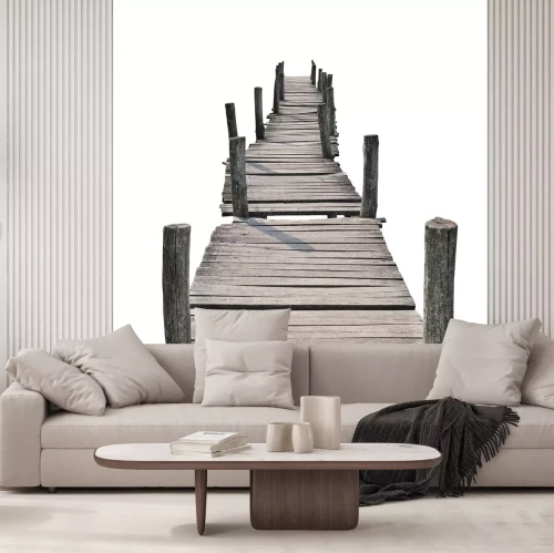 Fototapete Schiefer Steg auf weißem Hintergrund