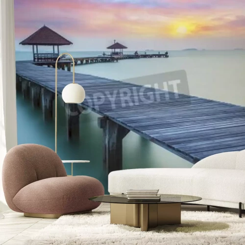 Fototapete Steg über stillem Ozean