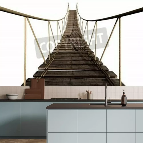 Fototapete Hölzerne Brücke auf weißem Hintergrund