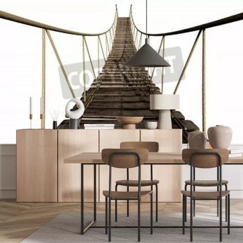 Fototapete Hölzerne Brücke auf weißem Hintergrund