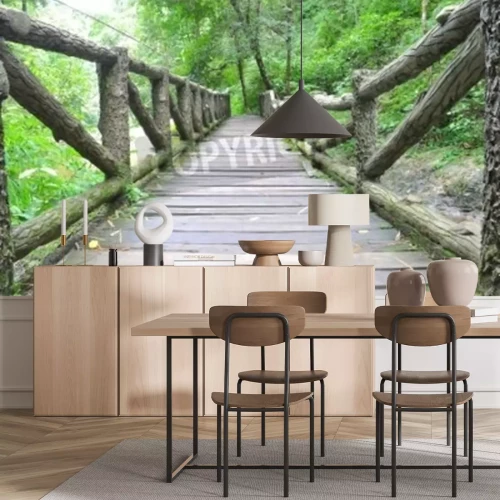 Fototapete Holzbrücke auf einem Wanderweg