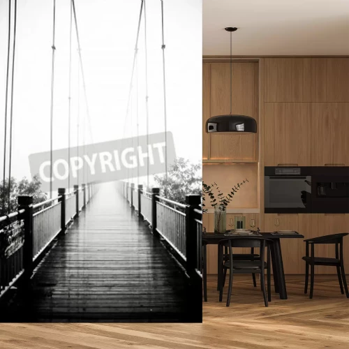 Fototapete Schwarz-weiße Brücke 3d