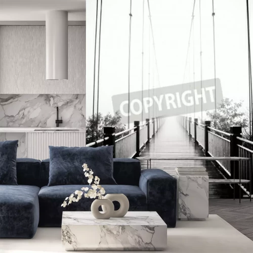 Fototapete Schwarz-weiße Brücke 3d