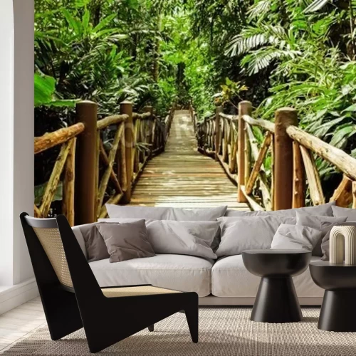 Fototapete Brücke inmitten von Palmenblättern