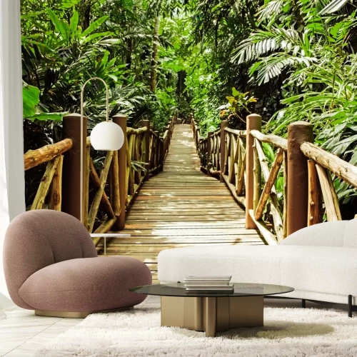 Fototapete Brücke inmitten von Palmenblättern