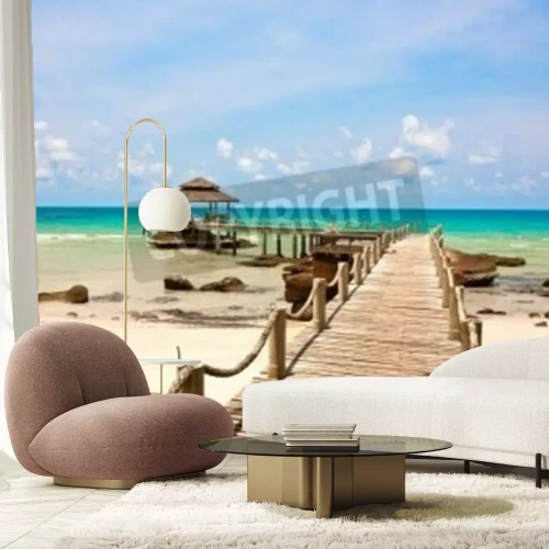 Fototapete Steg auf thailändischem Strand