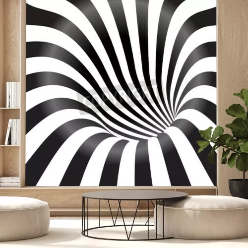 Fototapete Tunnel mit schwarz-weißen Streifen