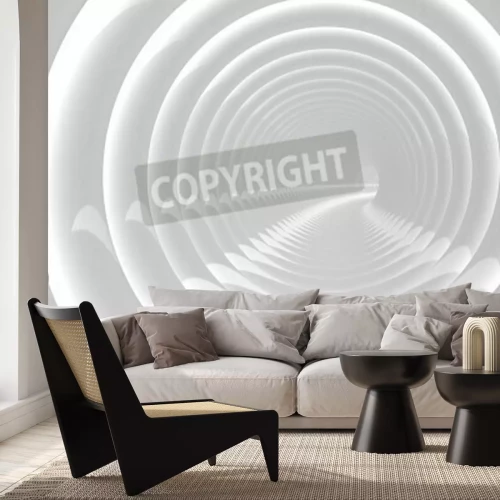 Fototapete Runder Tunnel in Weiß