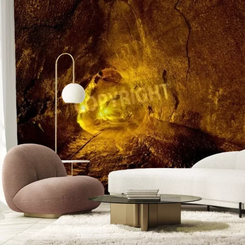 Fototapete Tunnel in beleuchteter Höhle